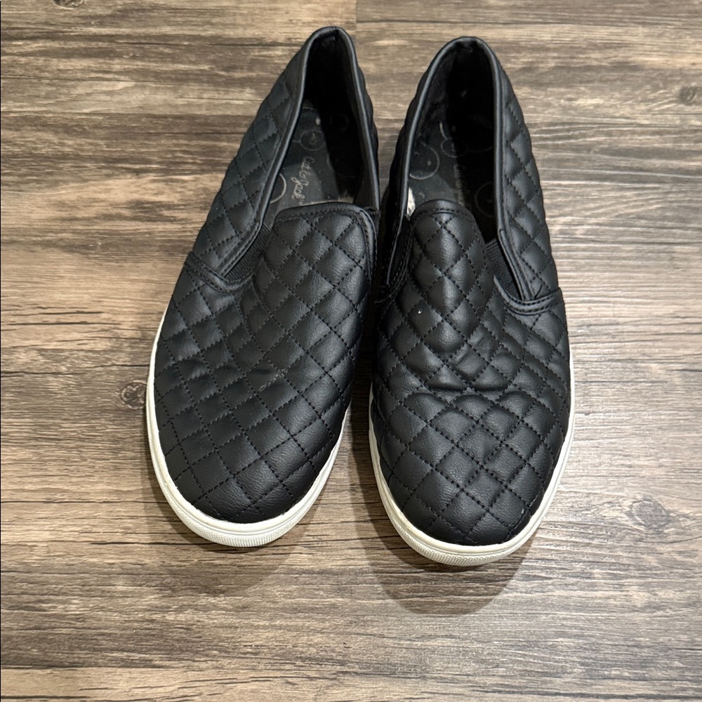Quilted Black Slip-On Sneakers
